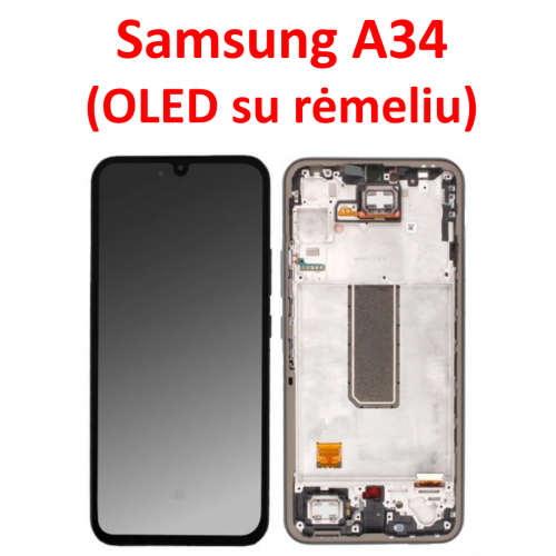 Samsung A34 ekranas (OLED) su rėmeliu