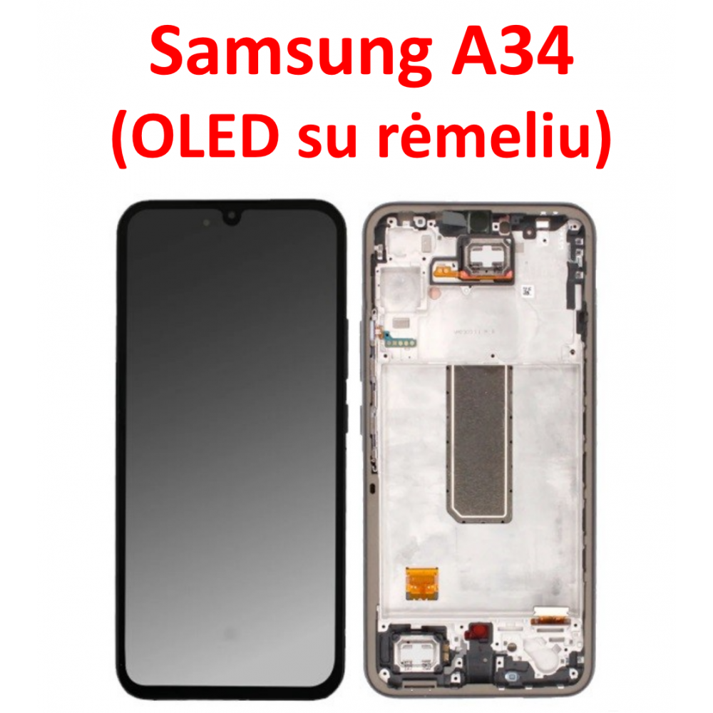Samsung A34 ekranas (OLED) su rėmeliu