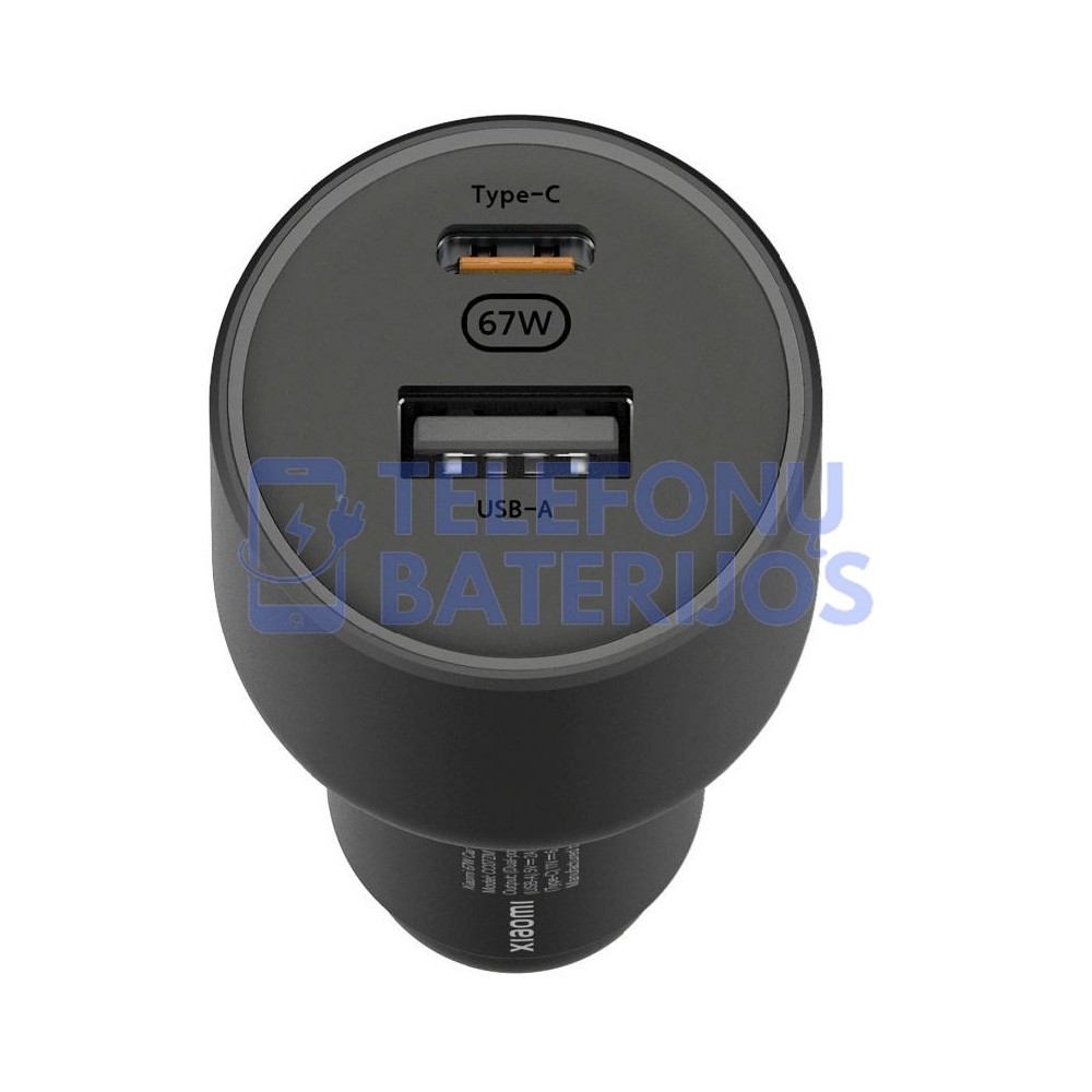 Automobilinis įkroviklis Xiaomi 67W (USB + USB-C) juodas