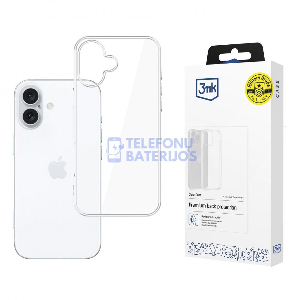 iPhone 17 dėklas 3mk Clear Case