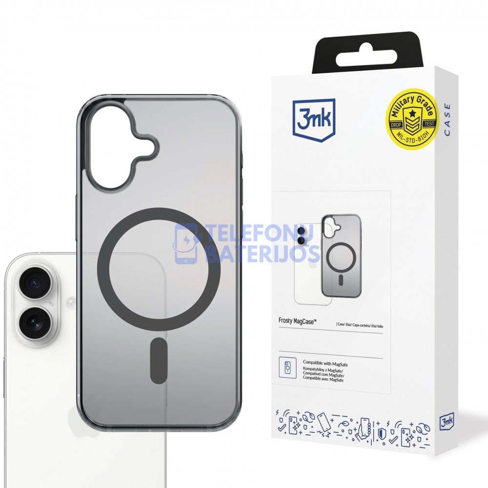 iPhone 17 dėklas 3mk Frosty MagCase juodas