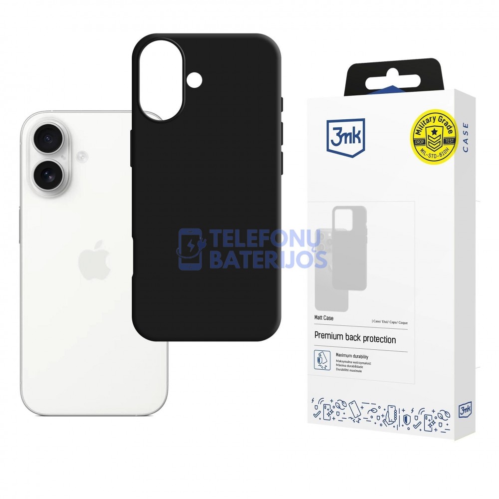 iPhone 17 dėklas 3mk Matt Case juodas