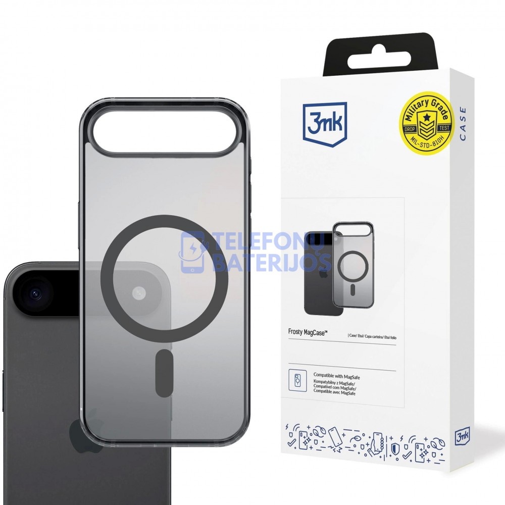 iPhone 17 Air dėklas 3mk Frosty MagCase juodas