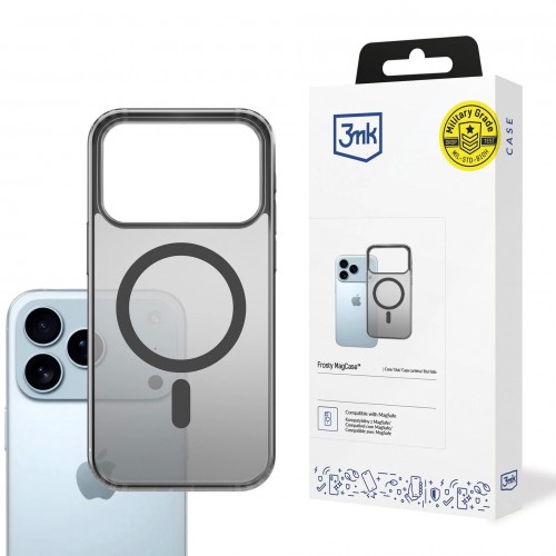 iPhone 17 Pro dėklas 3mk Frosty MagCase juodas