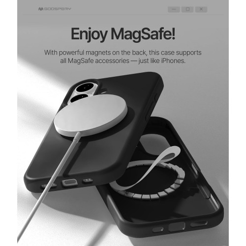 iPhone 17 dėklas Mercury Pure MagSafe Silicon Case juodas