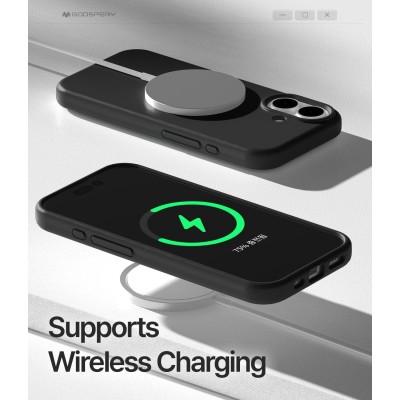 iPhone 17 dėklas Mercury Pure MagSafe Silicon Case juodas