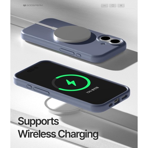 iPhone 17 dėklas Mercury Pure MagSafe Silicon Case levandos pilka