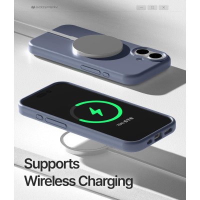 iPhone 17 dėklas Mercury Pure MagSafe Silicon Case levandos pilka