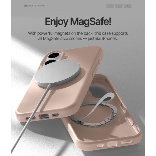 iPhone 17 dėklas Mercury Pure MagSafe Silicon Case rožinio smėlio