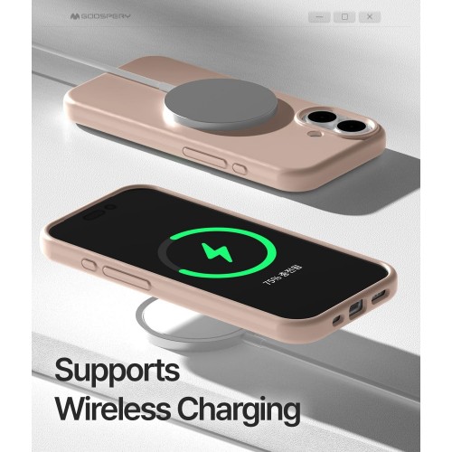 iPhone 17 dėklas Mercury Pure MagSafe Silicon Case rožinio smėlio