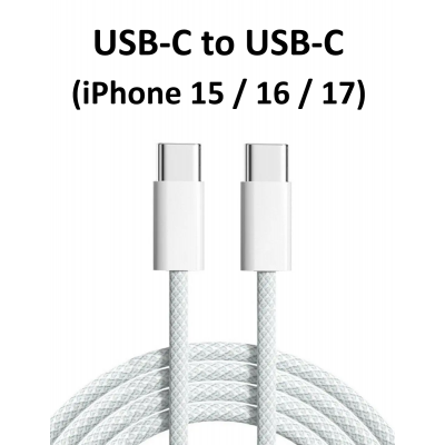 USB-C to USB-C laidas  iPhone 15, 16, 17 (1m)
