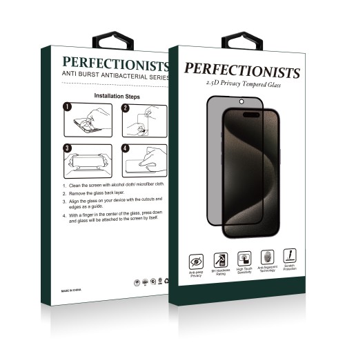 iPhone 16e / 17e Apsauginis stiklas Privacy Perfectionists 2.5D