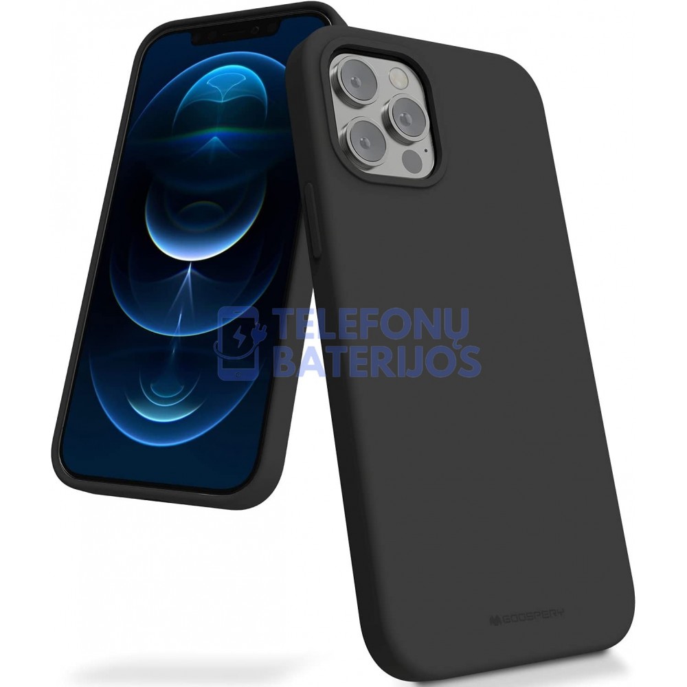 Dėklas iPhone 16e / 17e "Mercury Silicone" (juodas)